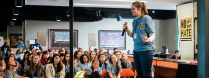 Speaker on stage during conference 