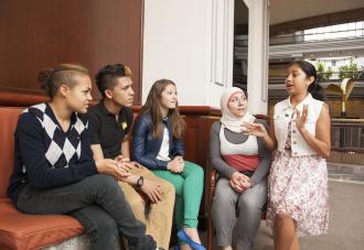 Students sitting together talking