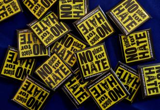 A photo of many No Place for Hate lapel pins